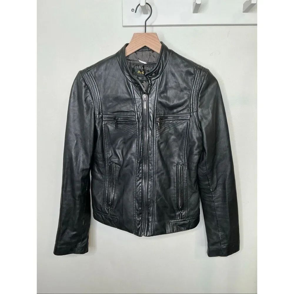 Bernardo Leather Moto Style Jacket | Black in Small